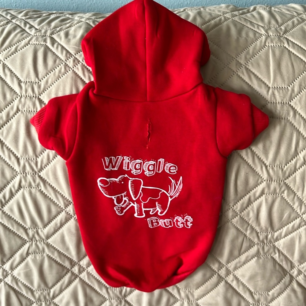 Baxterboo Wiggle Butt Red Dog Hoodie-Red New w/o tags